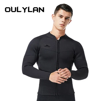 Oulylan Мужская неопреновая куртка с длинными рукавами 3 мм, гидрокостюмы, защита от сыпи, серфинг, водолазный костюм, топ для плавания, рубашки для подводного плавания