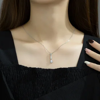 PANJBJ Серебряное ожерелье с опаловой каплей воды для женщин, Дизайн для девочек, Простые геометрические украшения, подарок на День рождения, Прямая поставка, Оптовая продажа