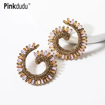Pinkdudu Модные розовые акриловые круглые серьги-гвоздики, преувеличенные креативные 3 цвета, изогнутые геометрические серьги для женщин, ювелирные изделия PD1504
