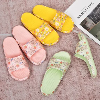 Q49 Luofu тапочки девчачьи летние домашние с нескользящей мягкой подошвой домашние домашние мультяшные родительско-детские ванные комнаты на улице в пляжной обуви