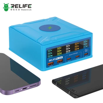RELIFE RL-304R Высокомощное многопортовое Зарядное устройство GaN мощностью 260 Вт, 15 Вт, Беспроводная Быстрая зарядка MAC / IPAD / iP / HW / SAM / OP / VI / MI / MZ для всех телефонов