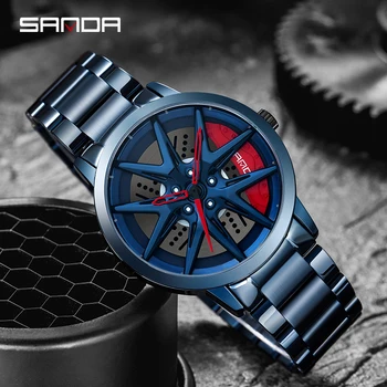 SANDA Sport Мужские часы, лучший бренд класса Люкс, военные, с вращающимся циферблатом, водонепроницаемые Мужские часы, Деловые Оригинальные наручные часы из кварцевой стали 1071