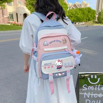 Sanrio Школьный рюкзак Hello kitty для девочек и мальчиков, Школьный Рюкзак kuromi Melody, Рюкзак Cinnamon, Дорожная Сумка для хранения, сумочка