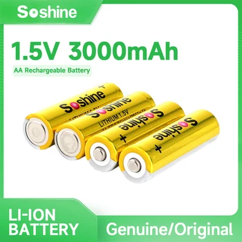 Soshine 3000 мАч AA 1,5 В FR 6 Литиевых батареек с непрерывной разрядкой для камеры, фонарика, налобных фонарей, игрушек для кемпинга