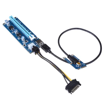 USB 3.0 PCI-E Express 1x to16x Extender Riser Card Adapter SATA 6Pin Power