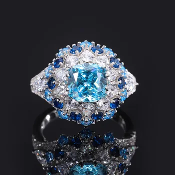 ZOCA Jewelry, хит продаж, роскошное кольцо из серебра S925 пробы, имитирующее цветочную сердцевину цвета морской волны с сокровищами