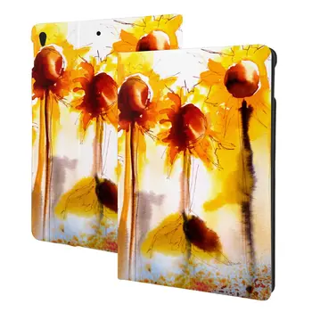 Акварельный чехол Flowers для iPad 2022 10,5-10,2 дюймов с держателем для карандашей, Искусственная кожа, Тонкий, Ударопрочный, Автоматический режим сна/Пробуждения