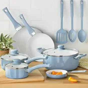 Антипригарный алюминиевый Набор посуды из 12 предметов Blue linen