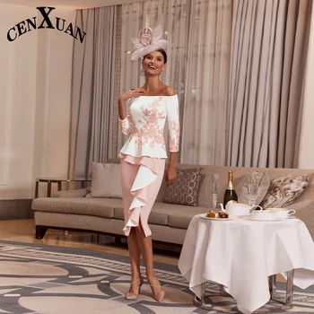 Аппликации длиной до колен с рюшами Cenxuan, вечерние платья для женщин, вечерние платья на заказ