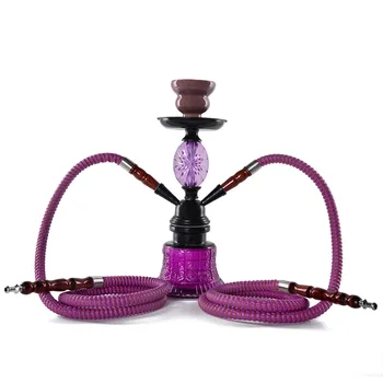 Арабский Кальян для кальяна Smoke Bottle Маленький Кальян Фиолетовый Овальный Акриловый Двухтрубный Стеклянный кальян для бара