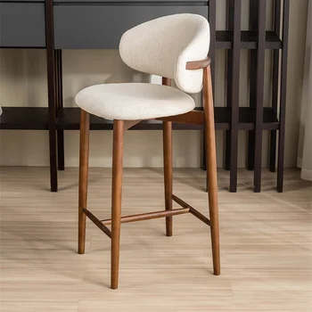 Барные стулья из массива скандинавского дерева для барной мебели, спинка высокого стула, креативный дизайн, Легкие Роскошные барные стулья для гостиной