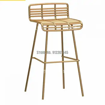 Барный стул на открытом воздухе в стиле постмодерн, простая бытовая сетка для спинки, красная сетка для магазина американской одежды, стойка регистрации, барный стул с высокими ножками