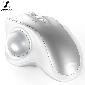 Беспроводная трекбольная мышь SeenDa Bluetooth с подключением к 3 устройствам, эргономичная мышь, перезаряжаемая мышь 2.4G для компьютера, ноутбука, планшета.