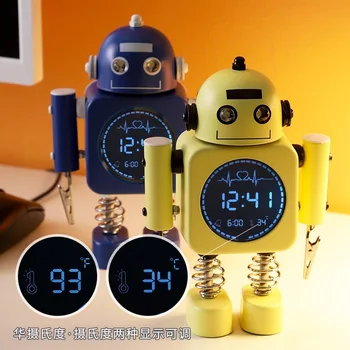 Бесшумный робот-будильник со светящимся цифровым дисплеем для детской спальни для мальчиков и девочек