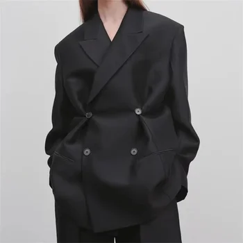 блейзер для женщин 2023 Осень Новый Корейский Модный Двубортный Женский Костюм Пальто Высококачественный топ с длинными рукавами y2k Куртка traf