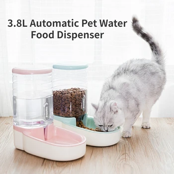 Большая емкость 3,8 Л Автоматический Дозатор Корма Для Домашних Животных Self-Disposing Pet Feeder Gravity Waterer Миска Для Кормления Кошек И Собак Pet Bowl