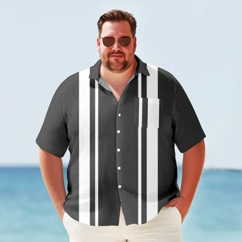 Большая и Высокая Гавайская рубашка для мужчин в стиле ретро для боулинга, Быстросохнущая Летняя одежда больших размеров Y2kStreetwear С коротким рукавом Оверсайз