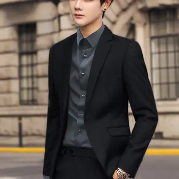 Бутик мужской моды, деловая Корейская версия, Удобный джентльмен, Элегантный, Однотонный, британский Стиль, повседневный тонкий пиджак D130