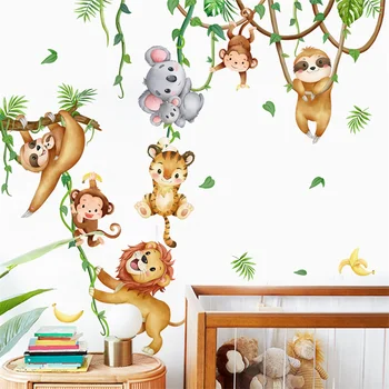 Ветви M43, виноградные лозы, обезьяны, наклейка на стену, фон для детской комнаты, настенная роспись для украшения дома, обои для гостиной, забавная наклейка