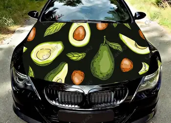 Виниловая наклейка на капот автомобиля Cute Avocado Art Оберните виниловой пленкой наклейки на крышку двигателя, наклейку на крышку капота автомобиля, наклейку-наклейку на пленку