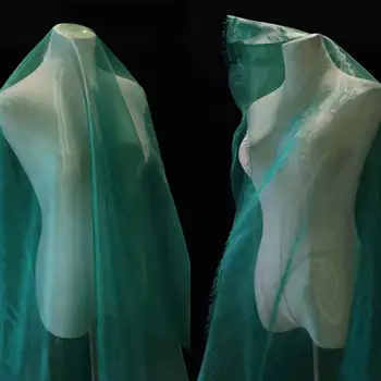 Винтажная зеленая хрустальная пряжа с гидролюминесцентной сеткой Дизайнерские ткани коктейльные платья Hanfu Prop Фоновые ткани
