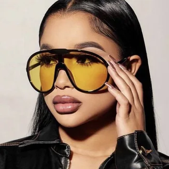 Винтажные роскошные брендовые дизайнерские солнцезащитные очки большого размера Pilot Женские для мужчин Модные цельные оттенки Ветрозащитные солнцезащитные очки в большой оправе