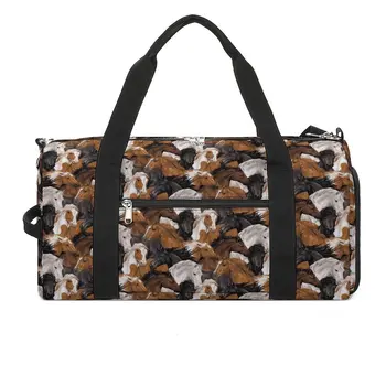 Винтажные спортивные сумки с изображением лошади, большая спортивная сумка с животными, портативная мужская дизайнерская сумка для путешествий, милая сумка для фитнеса