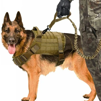 Выгуливающая Собака И Одежда Тактическая Для Собаки Военная Прочная Жилетка Molle Тренировочная Дышащая Собачья Упряжь С Ручкой