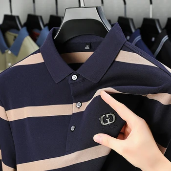 Высококачественная брендовая мужская рубашка поло с длинными рукавами и декалями, весенне-осенняя Новая модная деловая Повседневная футболка Поло с вырезом