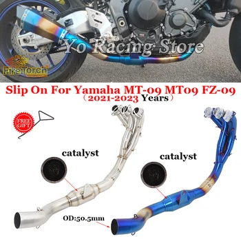 Выхлопные Системы Мотоциклов Модифицированная Передняя Соединительная Труба С Катализатором Escape Moto Slip On Для Yamaha MT-09 MT09 FZ 09 2021 2022 2023