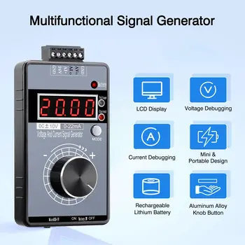 Генератор сигналов постоянного тока 0-10 В 0/4-20мА, интерфейс USB-источника питания, аналоговый симулятор для отладки ПЛК и панелей.