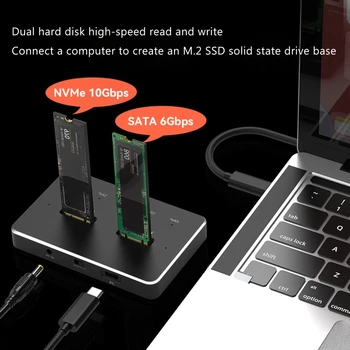 Двойной отсек для M.2 NVMe / Sata Твердотельный накопитель USB3.1 SSD, док-станция для жесткого диска, прямая поставка