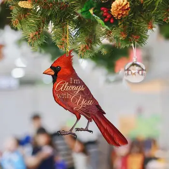 Двусторонний рождественский орнамент с принтом, реалистичные подвески Red Priest в виде птиц, Цветной рождественский декор для подвешивания