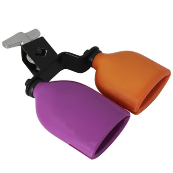 Двухцветный Колокольчик Для Ударной Установки Высоких И Низких Тонов, Двойной Набор Колокольчиков Для Ударных Инструментов Среднего Размера, Фиолетовый + Оранжевый