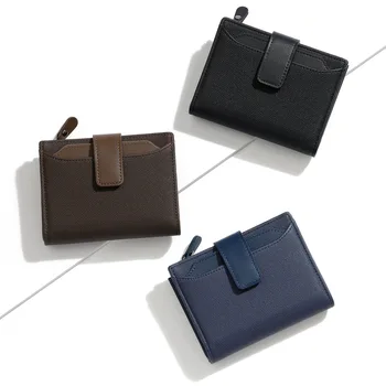 Деловой портативный мужской кошелек с несколькими вкладными листами, короткий винтажный кожаный многофункциональный зажим для мелочи