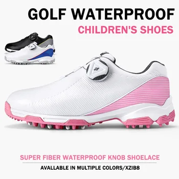 Детские профессиональные кроссовки для гольфа, маленький размер 31-38, Водонепроницаемые ручки с пряжкой, женские розовые прогулочные кроссовки Comfort Golf Grand