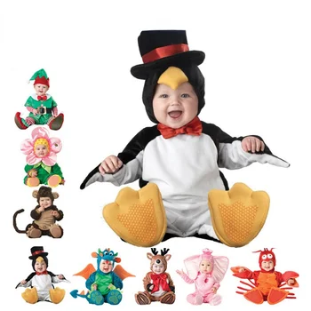 Детский костюм, одежда для маленьких мальчиков и девочек, Рождественский комбинезон, комбинезон с мультяшными животными для малышей на Хэллоуин, мягкая одежда для косплея для младенцев