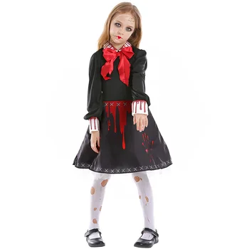 Детский костюм ужасов для косплея на Хэллоуин, Кровавый костюм Фарфоровой куклы для детей