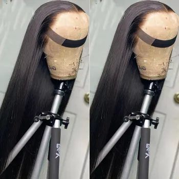 ДЕШЕВЫЙ прямой парик с кружевом спереди HD Прозрачные парики с кружевом спереди из человеческих волос 13x4x1 Бразильские прямые парики с кружевом спереди из человеческих волос