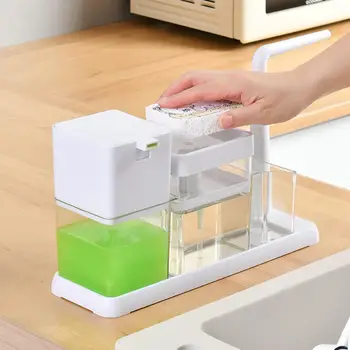 Диспенсер для мыла для посуды в одной руке, прочная подставка для раковины с держателем губки, кухонные принадлежности, дозатор мыла для мытья посуды, дозатор насоса для мыла