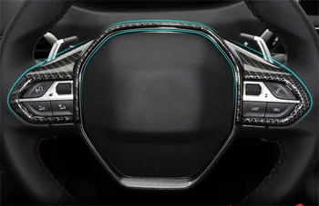 для Peugeot 3008 5008 II 2017-2022 Аксессуары для интерьера автомобиля, Накладка на кнопку рулевого колеса, АБС-Карбоновое волокно, черный 1шт