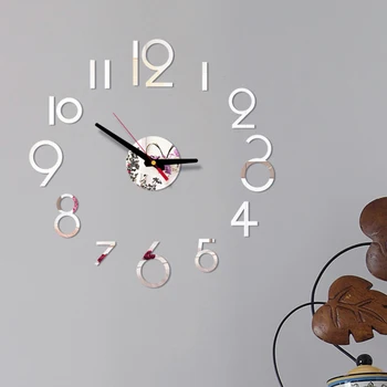 Для декоративных подарков для дома Современное Удобное Бесшумное Цифровое Акриловое зеркало с батарейным питанием Простые Настенные часы 