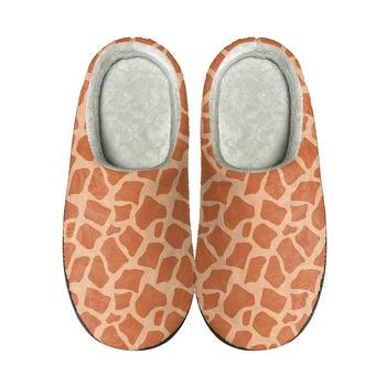 Домашние хлопчатобумажные тапочки с животными-жирафами, изготовленные на заказ, Высококачественные Мужские Женские Плюшевые Забавные Модные Повседневные Теплые туфли, Термоботинки
