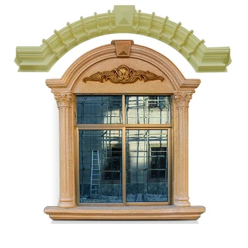 Европейская Вилла, Полукруглое Арочное окно, Цементная модель, Оформление окон, Рельефная Форма линии окна, Украшение домашней стены, окна.