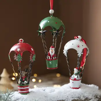 Железное искусство, Рождественский воздушный шар, Подвеска с Парашютом, Веселое Рождественское украшение, Вешалка для Рождественской елки, Санта-Клаус, Снеговик, Navidad