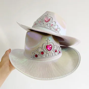 Женская ковбойская шляпа в стиле вестерн с блестками и звездочками, кепки для вечеринок в стиле пастушки на свадьбу, карнавал, рейв, маскарад, аксессуары для костюмов для путешествий