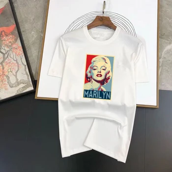 Женская летняя футболка Y2k с принтом Мэрилин Монро, Женские повседневные футболки с короткими рукавами, Свободный мягкий топ из чистого хлопка
