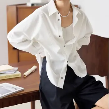 Женская офисная рубашка SuperAen 2023, Осенняя Новая свободная модная рубашка, топ, рубашки с длинным рукавом