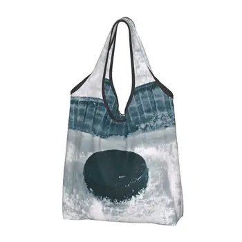 Женская повседневная сумка для покупок через плечо для хоккея с шайбой, большая вместительная сумка-тоут, портативная сумка для хранения, складные сумки
