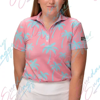 Женская рубашка для гольфа Sunday Swagger, спортивный топ поло с коротким рукавом, быстросохнущая футболка, поло для футбола, тенниса, повседневная рубашка из полиэстера